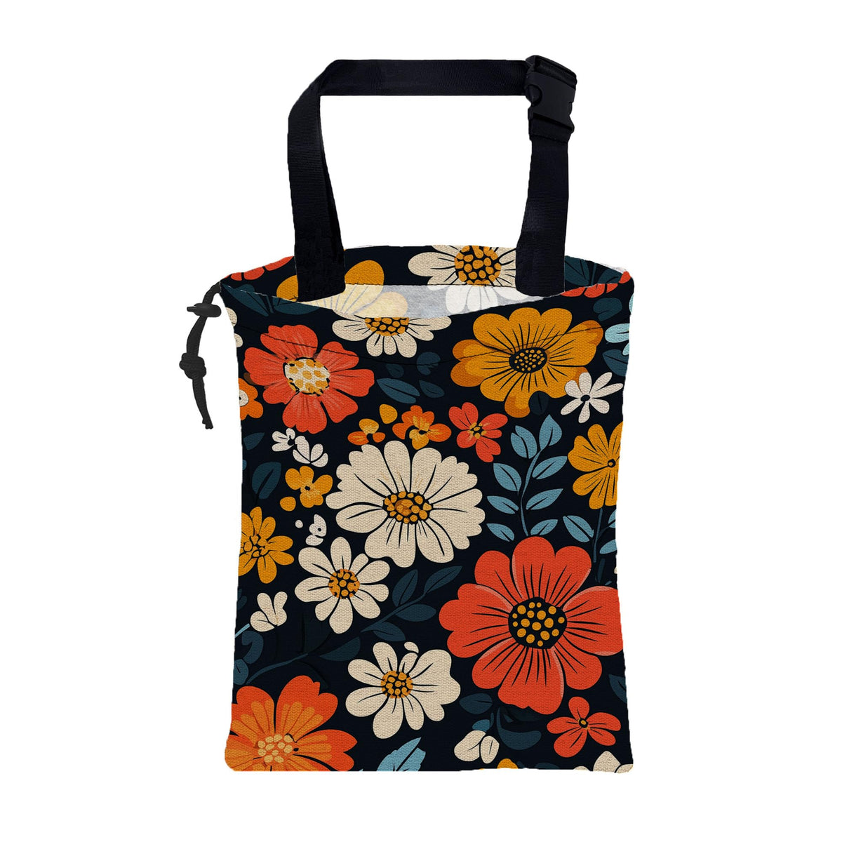 Car Garbage Bag Watercolor Floral and Leaves Drawstring Car Trash Bag Hanging for Back Seat with Adjustable Buckle Canvas Vehicle Trash Can Easy-to-Install