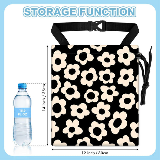 Black Flower Car Trash Bag - Waterproof Car Trash Bag Hanging Leakproof Car Garbage Bag - Washable Reusable Trash Bag for Car Interior Hanging Organizer Storage Vehicle Travelling Camping