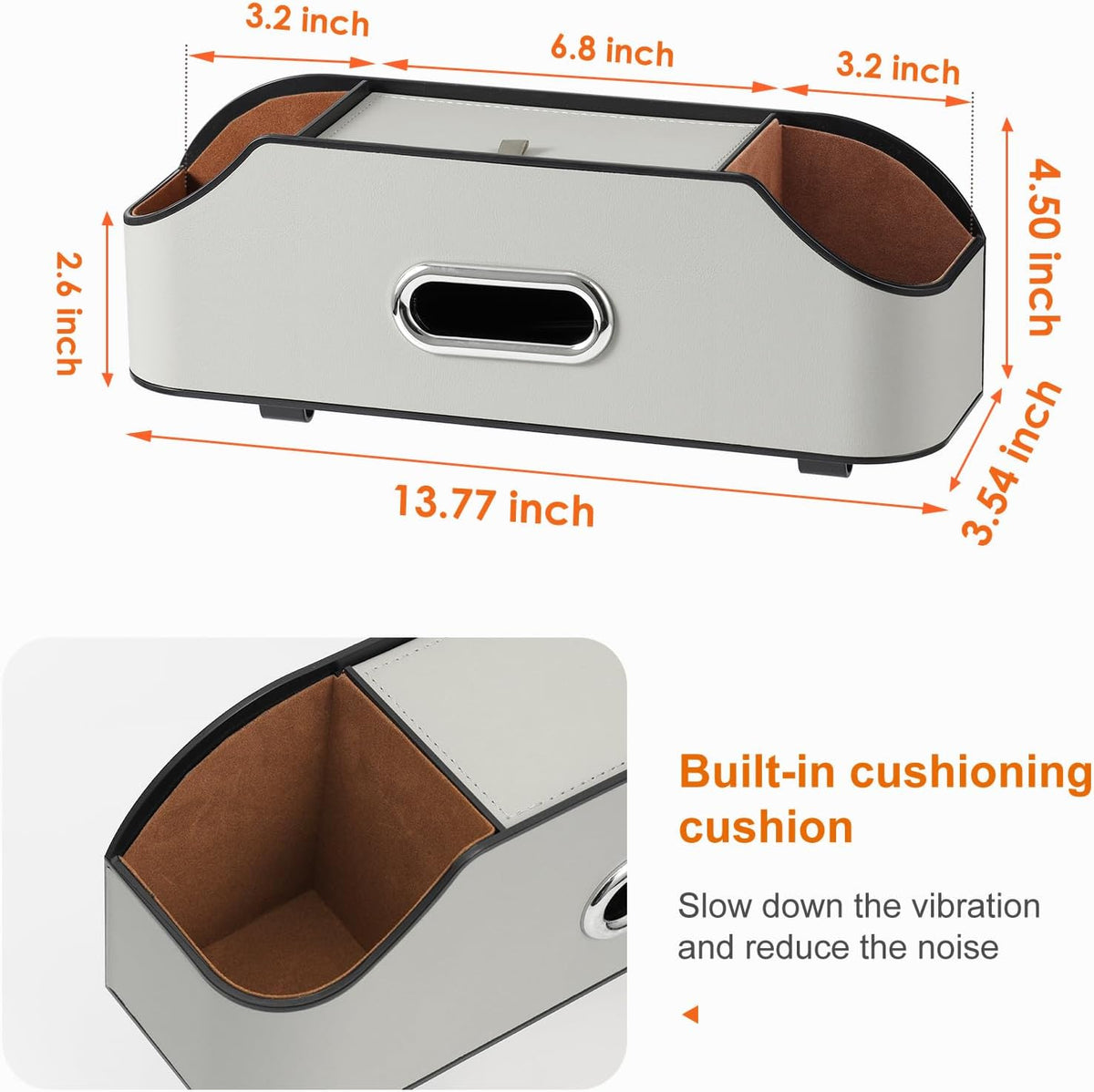 Car Seat Back Cup Holder, 4-in-1 Multifunctional Backseat Organizer with Tissue Box Storage & Hooks (Gray)