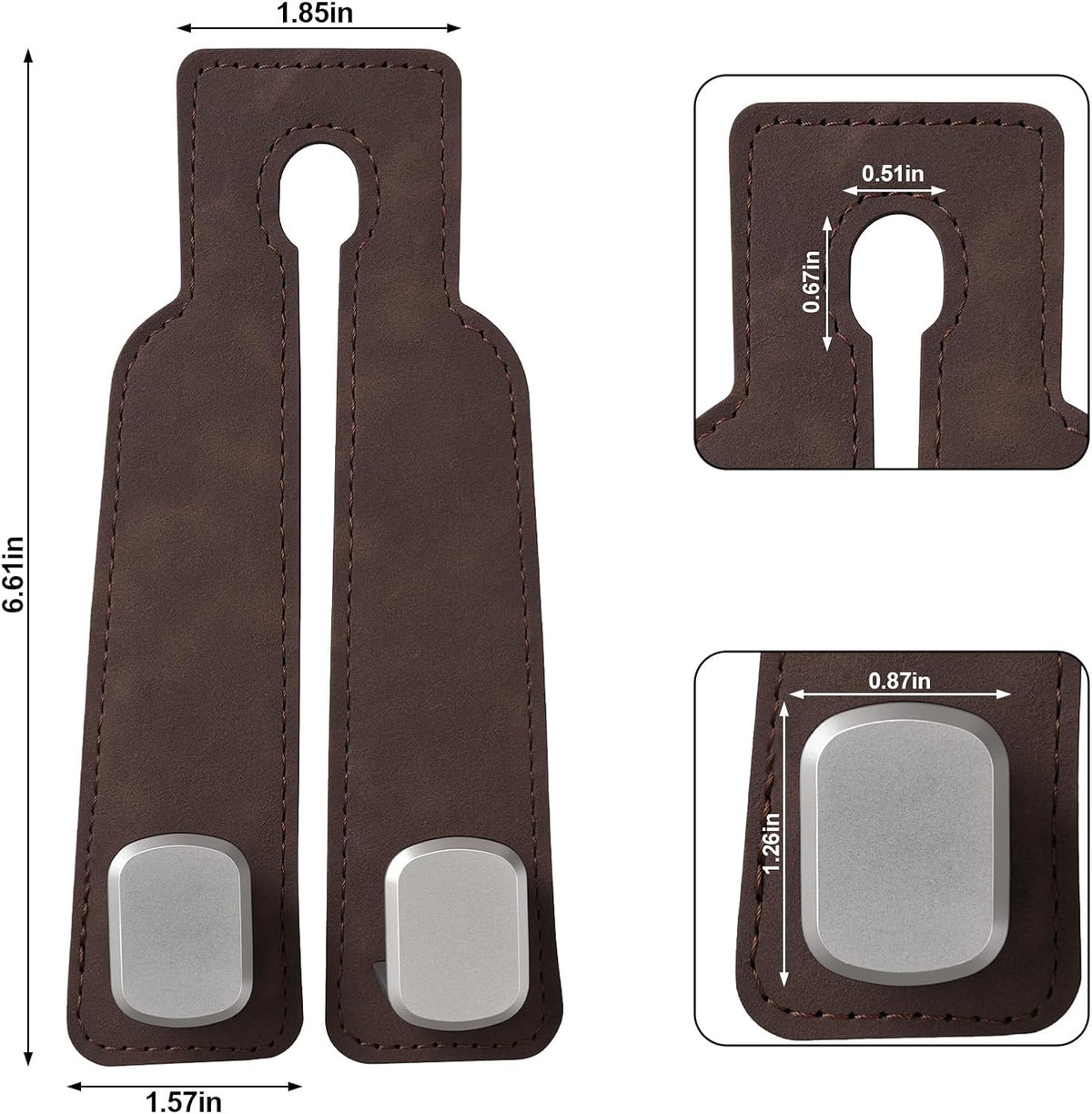 Suede Car Headrest Hooks Universal Heavy Duty Back Seat Hanger(Brown)