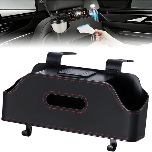 Backseat Car Organizer with Cup Holder, Car Seat Back Organizer, Black