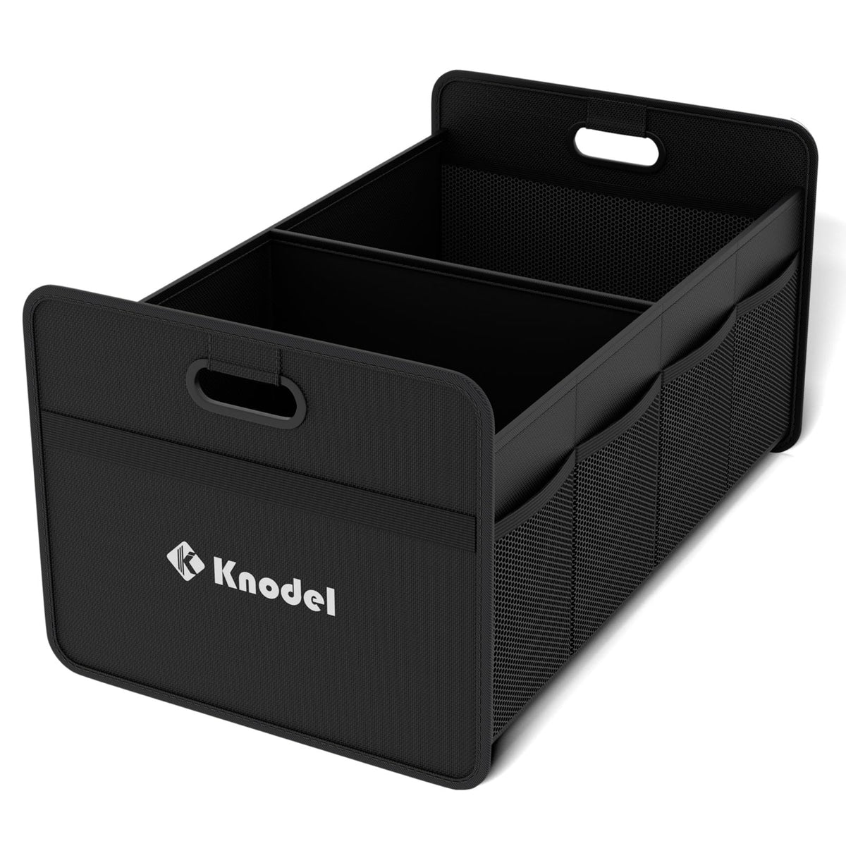 K KNODEL 3 Compartments Trunk Organizer for Car and Sedan (Large, Black)