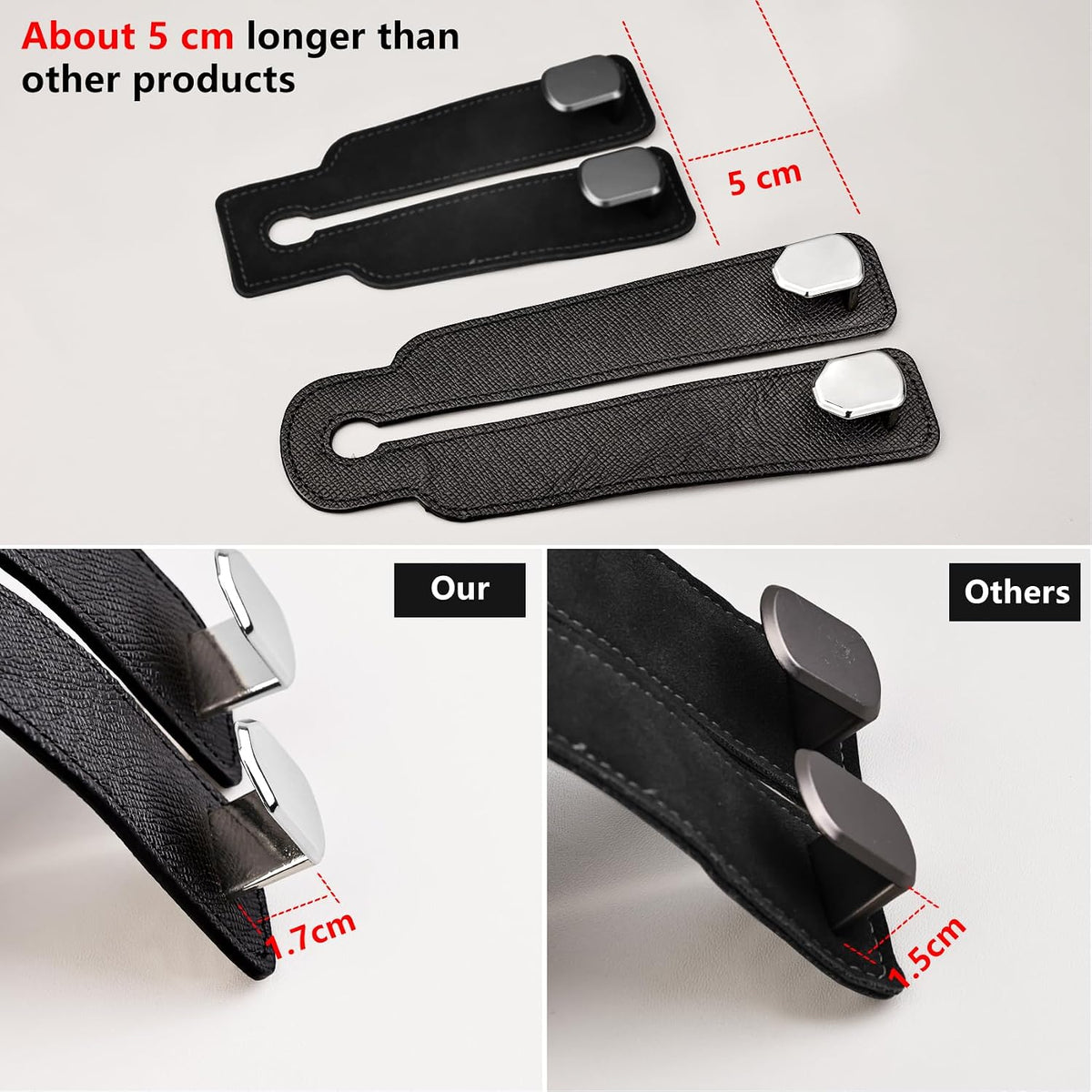 Car Seat Headrest Hooks, Genuine Leather and Zinc Alloy Car Purse Hook,Car Bag Hook,Car Seat Back Storage Hook for Purses, Handbags, Bags