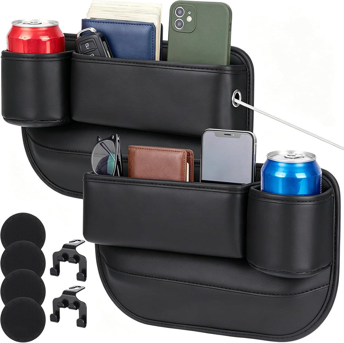 BBTO 2 Pack Car Front Seat Gap Filler Organizer with Cup Holder for SUV