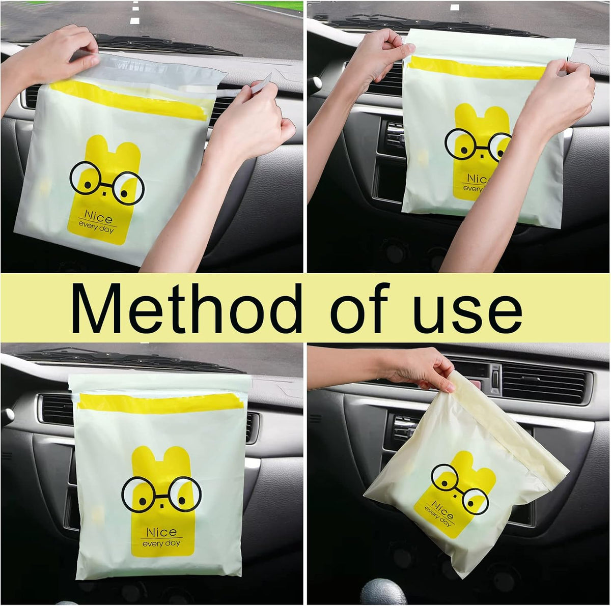 Hiceeden 120pcs Car Trash Bag, Stick-on Disposable Trash Bag