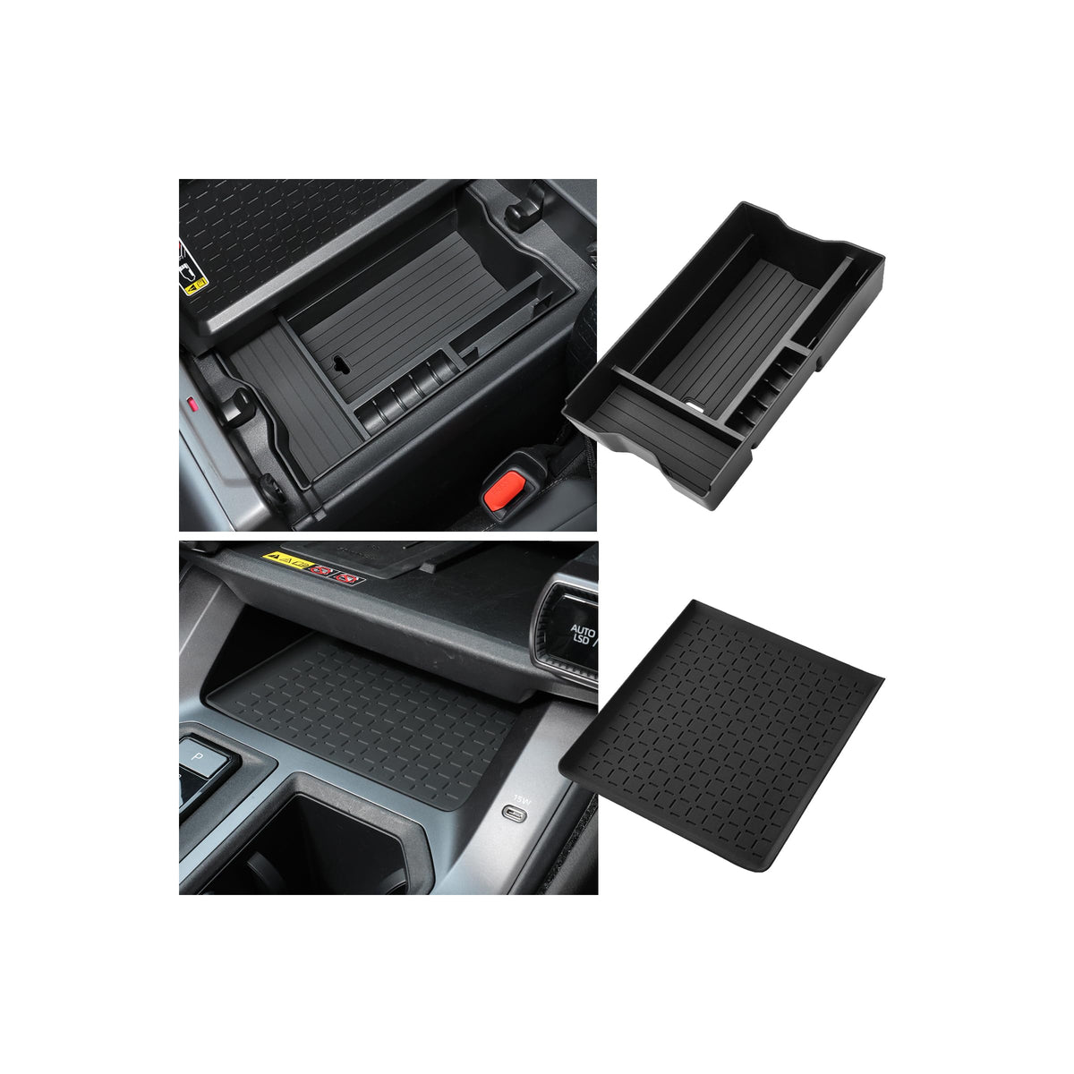 Autorder Center Console Organizer for 2022 2023 2024 2025 2026 Lexus NX NX 250/NX 350/NX 350h 450h+ Accessories Armrest Storage Box Secondary Insert Tray with Anti-Slip Mat