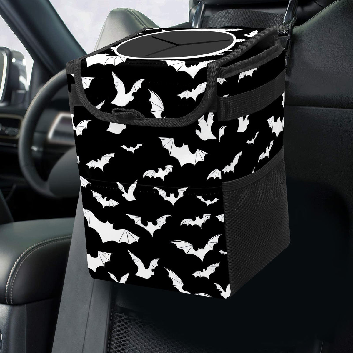 Colorful Sea Turtle Animal Car Trash Can with Lid Collapsible Reusable Waterproof Automotive Garbage Can,Car Organizer