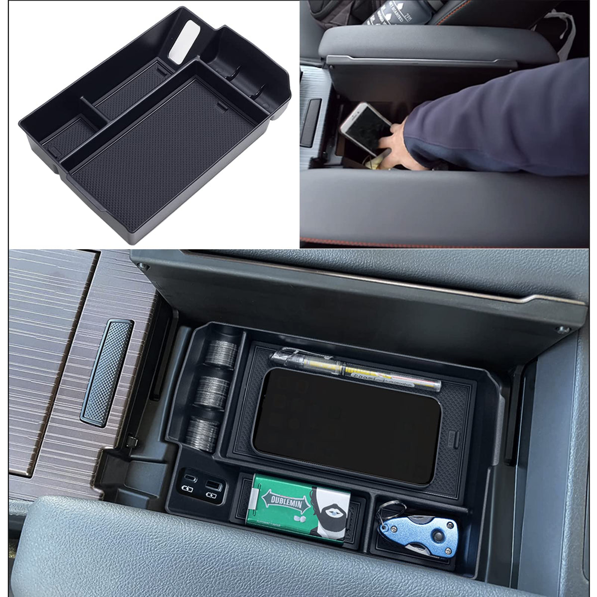 TOPINSTALL Center Console Tray for 2021-2026 Toyota Sienna, 2-Layer Space