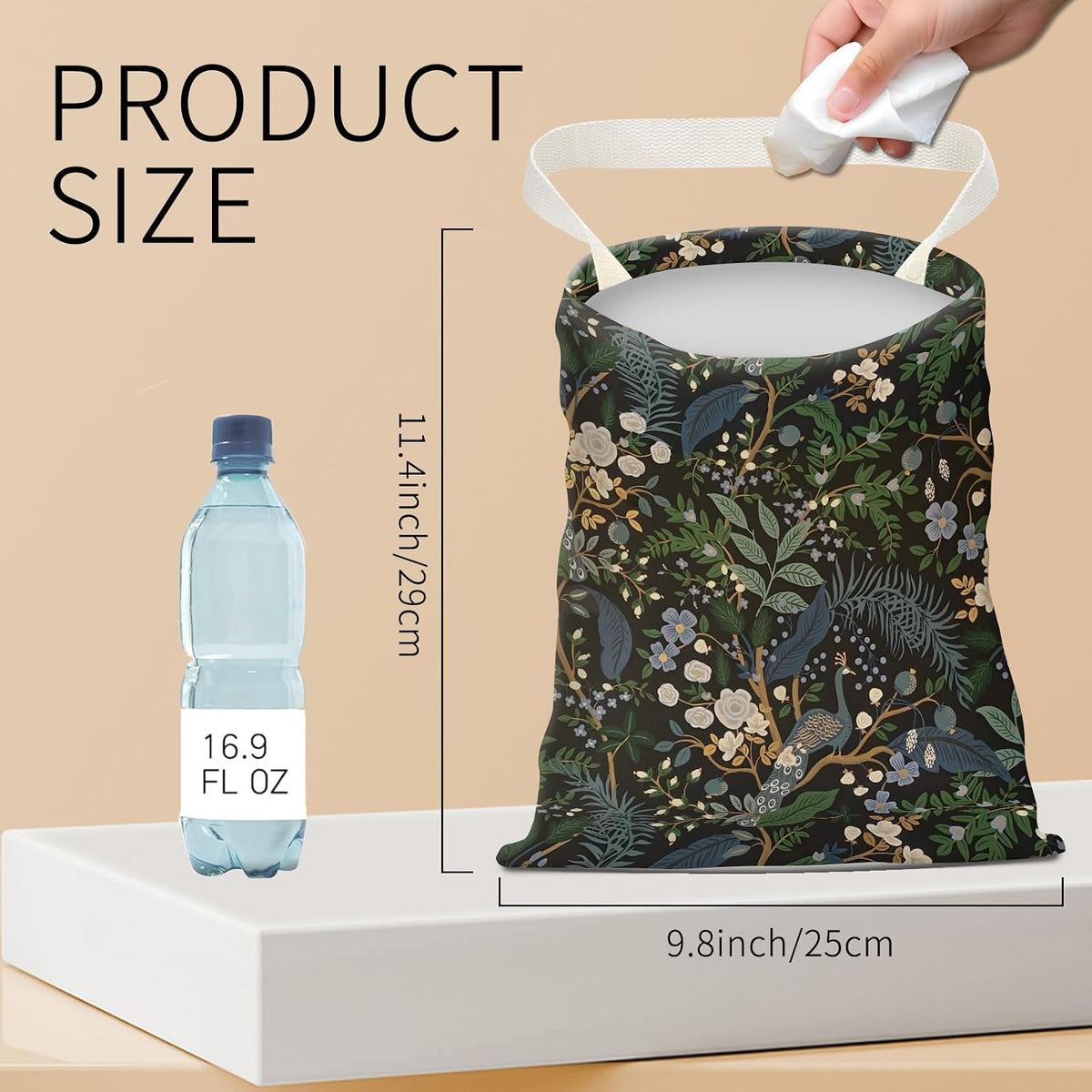Hanging Car Garbage Bag, Cute Car Trash Can Bag, Automotive Accessories for Women Men Cute Green Peacock