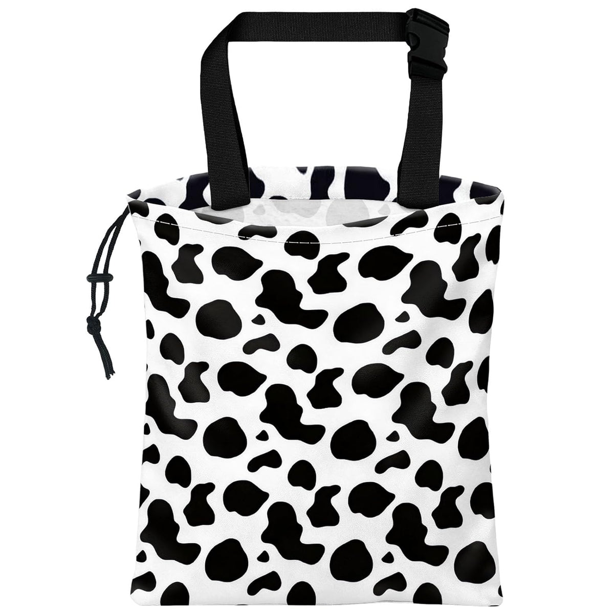 XIANGYUAN Cute Car Trash Bag,Hanging Car Organizer and Storage Bag,Trash Bin for Car Accessories,Cars Back Seat Organizer for Vehicle Travelling Camping（Black and White Cow Print）