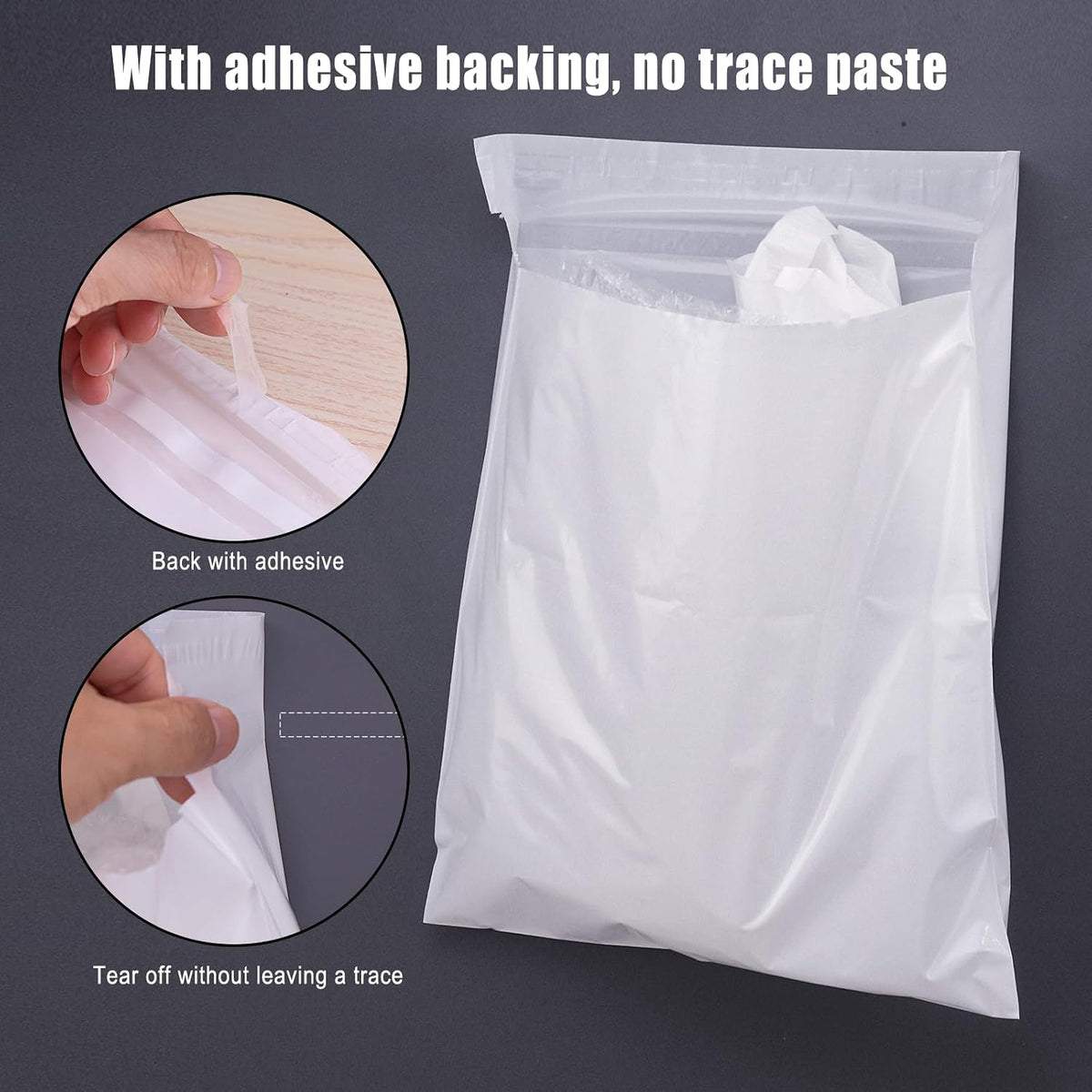 Disposable Car Trash Bags, 100 Pack Car Garbage Bag Hanging, Self Adhesive Cleaning Bags for Cars, Kitchens, Bedrooms, Offices, During Travel and Camping (9.8 * 12.2 Inches), White