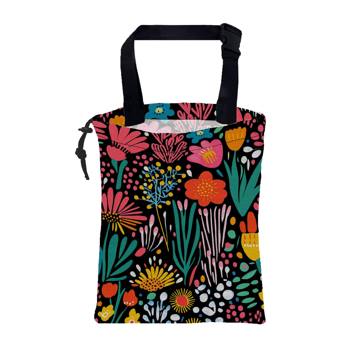 Car Garbage Bag Watercolor Floral and Leaves Drawstring Car Trash Bag Hanging for Back Seat with Adjustable Buckle Canvas Vehicle Trash Can Easy-to-Install
