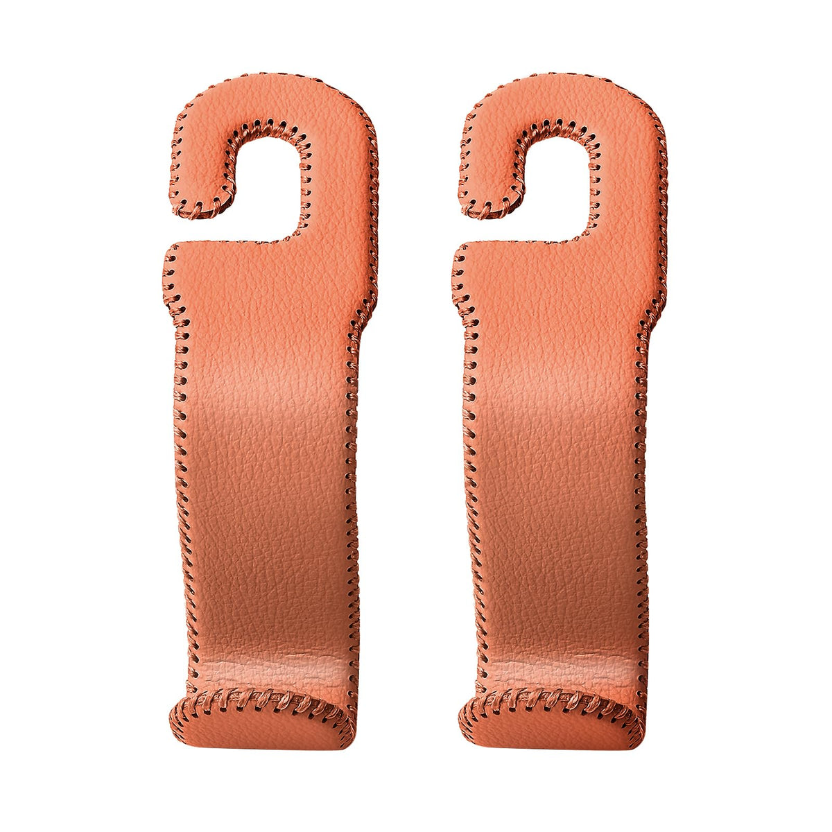 AMVOYOA Leather Car Hooks for Headrest - Fully Leather-Wrapped U-Shaped Purse Holder for Car, Flexible Seat Back Organizer & Durable Car Accessories for Purses, Bags, Coats & More (Beige, 2 Pack)