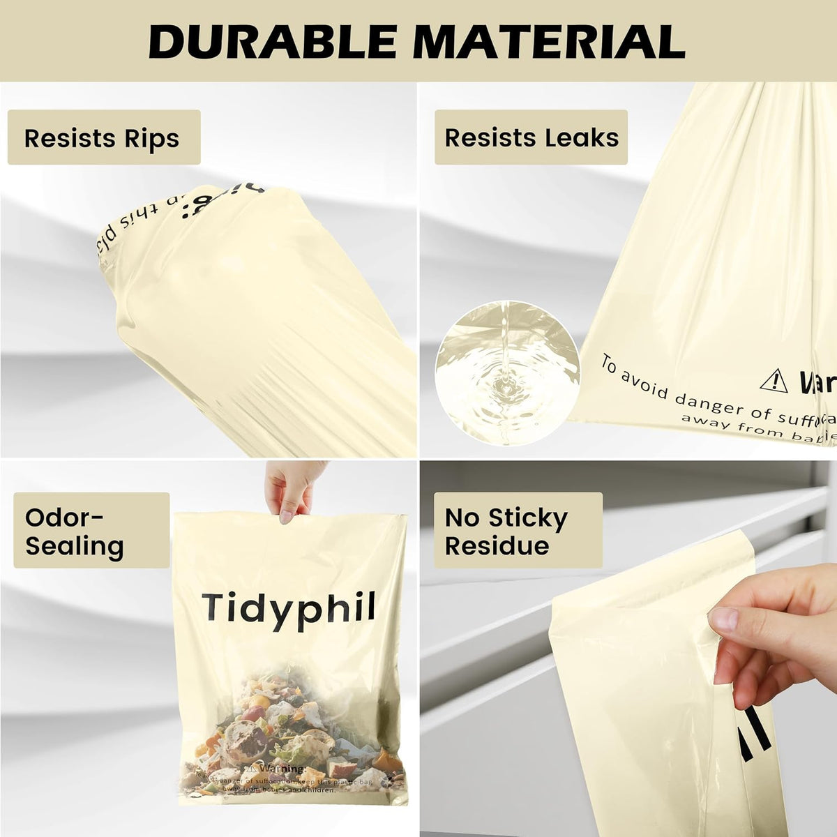 50 Bags Hanging Car Trash Bags Disposable, 2 Gallon Car Garbage Bags. Beige