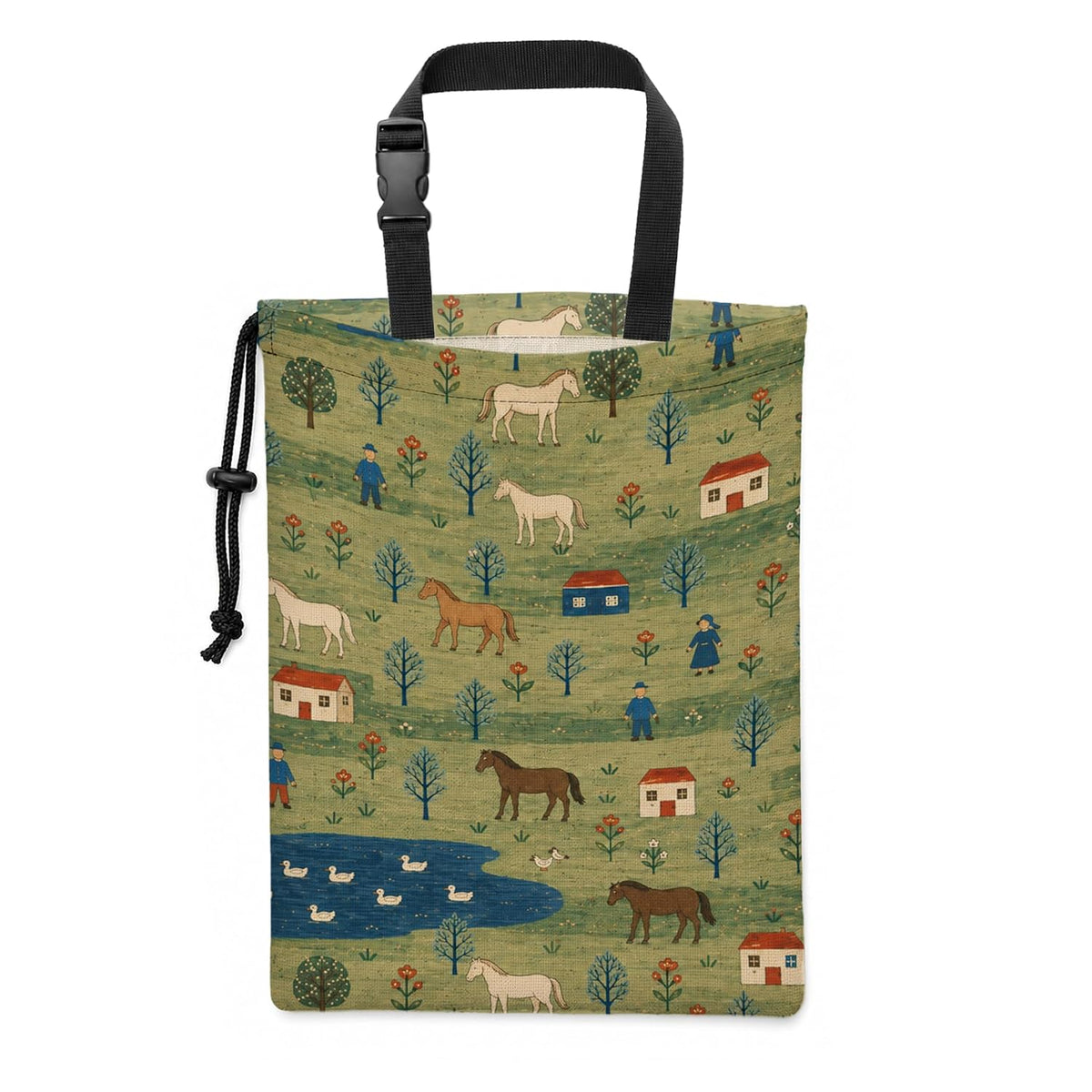 Sage Green Horse Lover Car Trash Bag Hanging, 11x13Inch