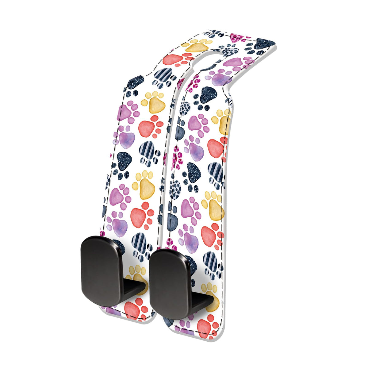 Car Seat Headrest Hook, Universal Leather Cute Hanger Holder Hook, Storage Organizer Interior Accessories for Purse Bags Handbag Cute Retro Flower Skulls