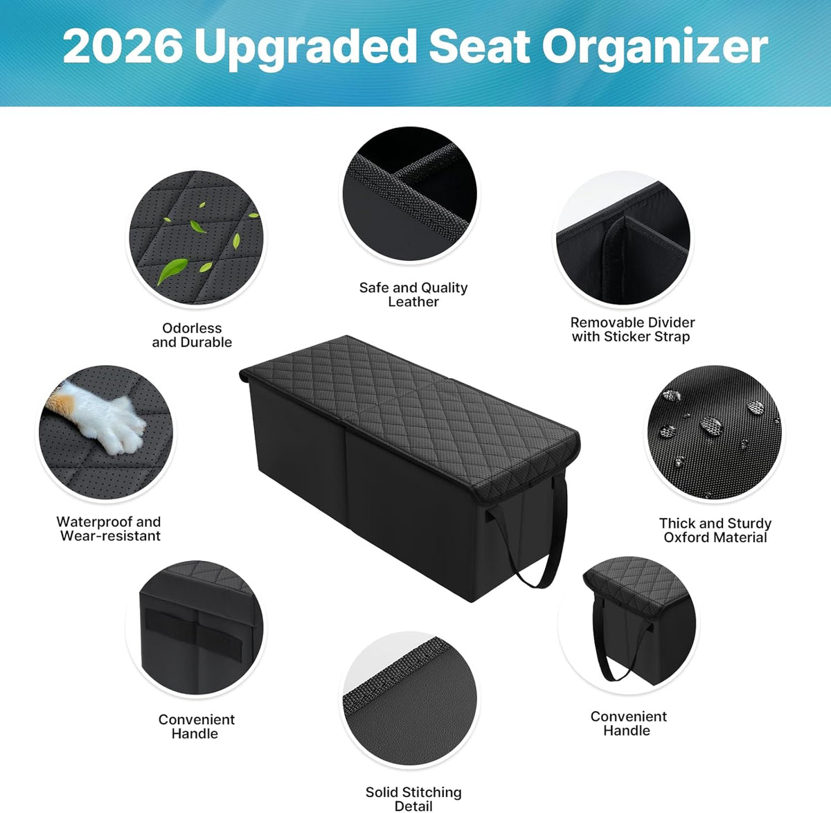 Mixsuper Liner Car Seat Organizer for 2026 Hyundai Palisade LX3, Console Organizer Backseat Box for Palisade LX3, Supplies Dog Box Storage Bin Travel Accessories