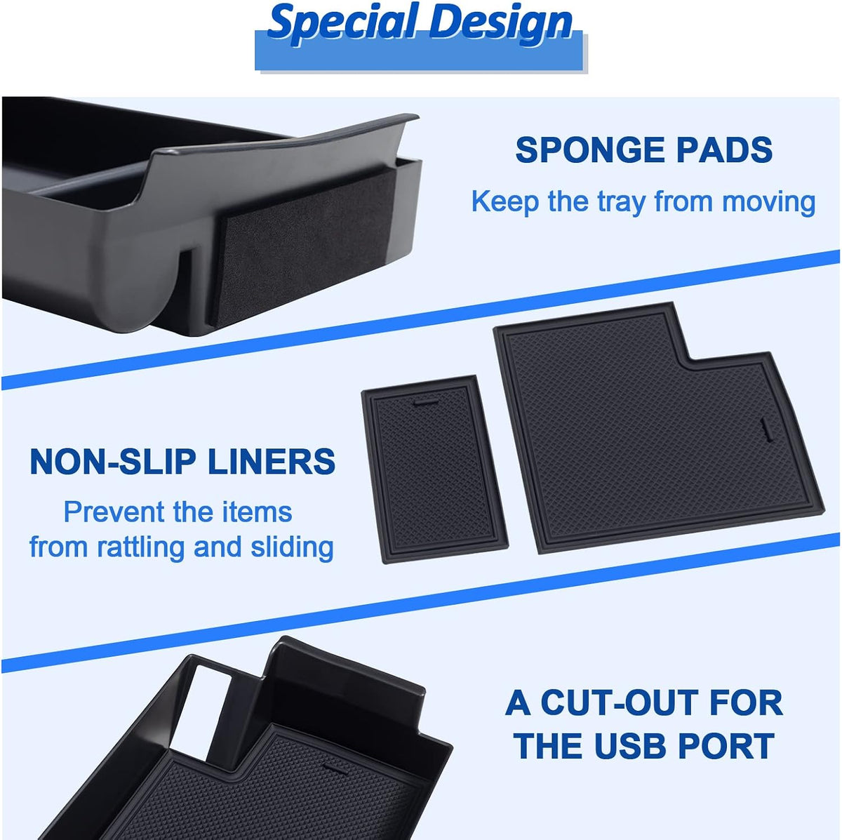 TOPINSTALL Center Console Tray for 2021-2026 Toyota Sienna, 2-Layer Space