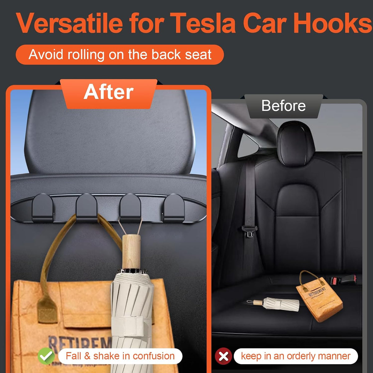2PCS for Tesla Seat Hooks, for Tesla Model 3/Y Accessories