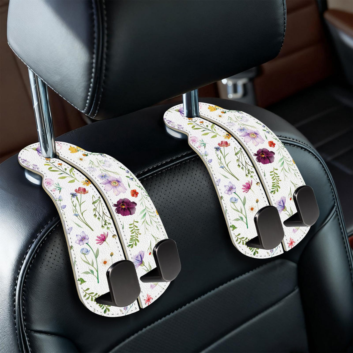 Blusabaca 2PCS Car Seat Headrest Hooks, Purses Bags Holder, Sun and Moon