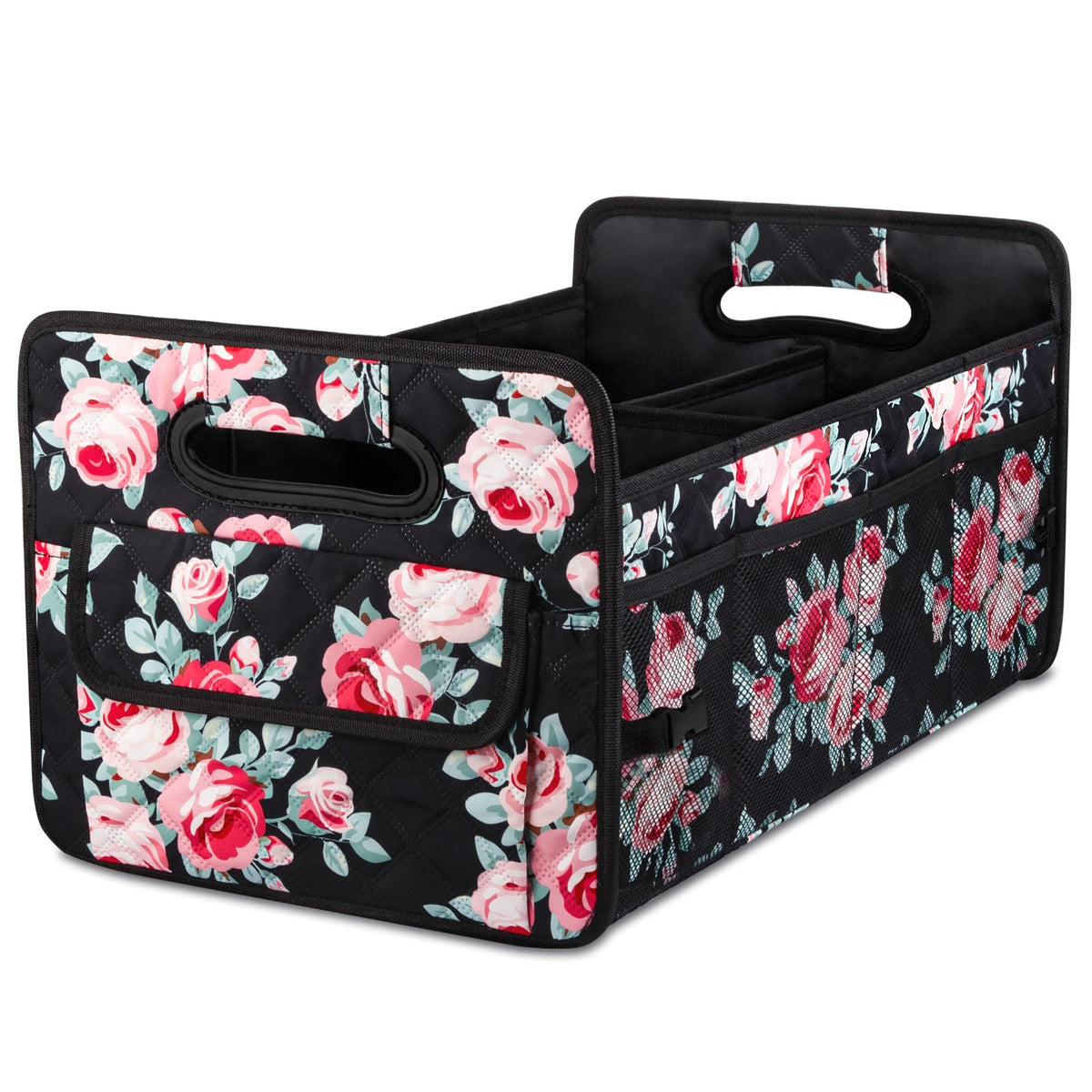 JiatuA Car Trunk Organizer for SUV, Car Storage Organizer Collapsible Multi Compartment Container Box Adjustable Car Accessories for Women Men, Beige