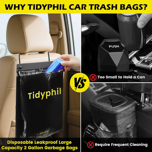 50 PCS Disposable Hanging Car Garbage Bags, Car Trash Can Substitute. Black