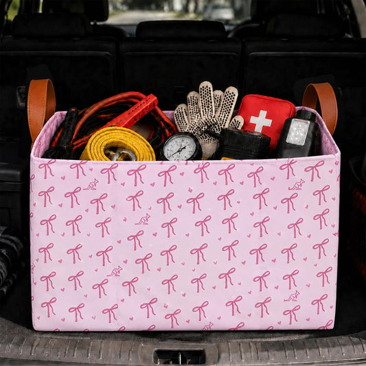 Bow Car Trunk Organizer 20L Collapsible Auto Storage Basket with Handles