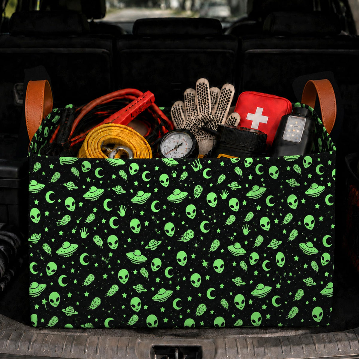 Bow Car Trunk Organizer 20L Collapsible Auto Storage Basket with Handles