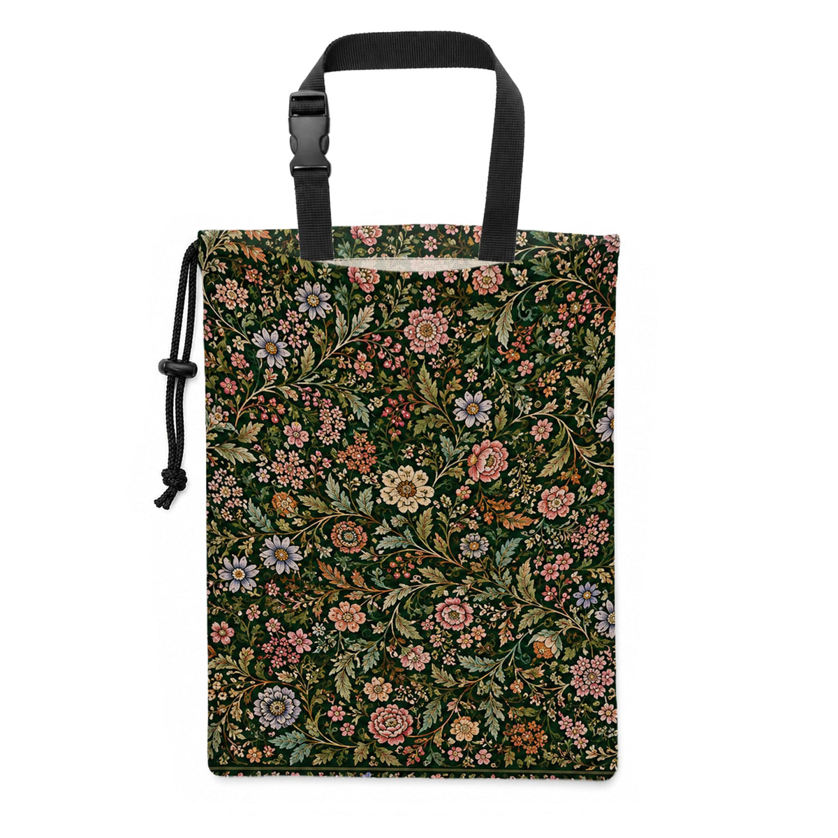 Vintage Sage Green Floral Car Trash Bag Hanging, 11x13Inch