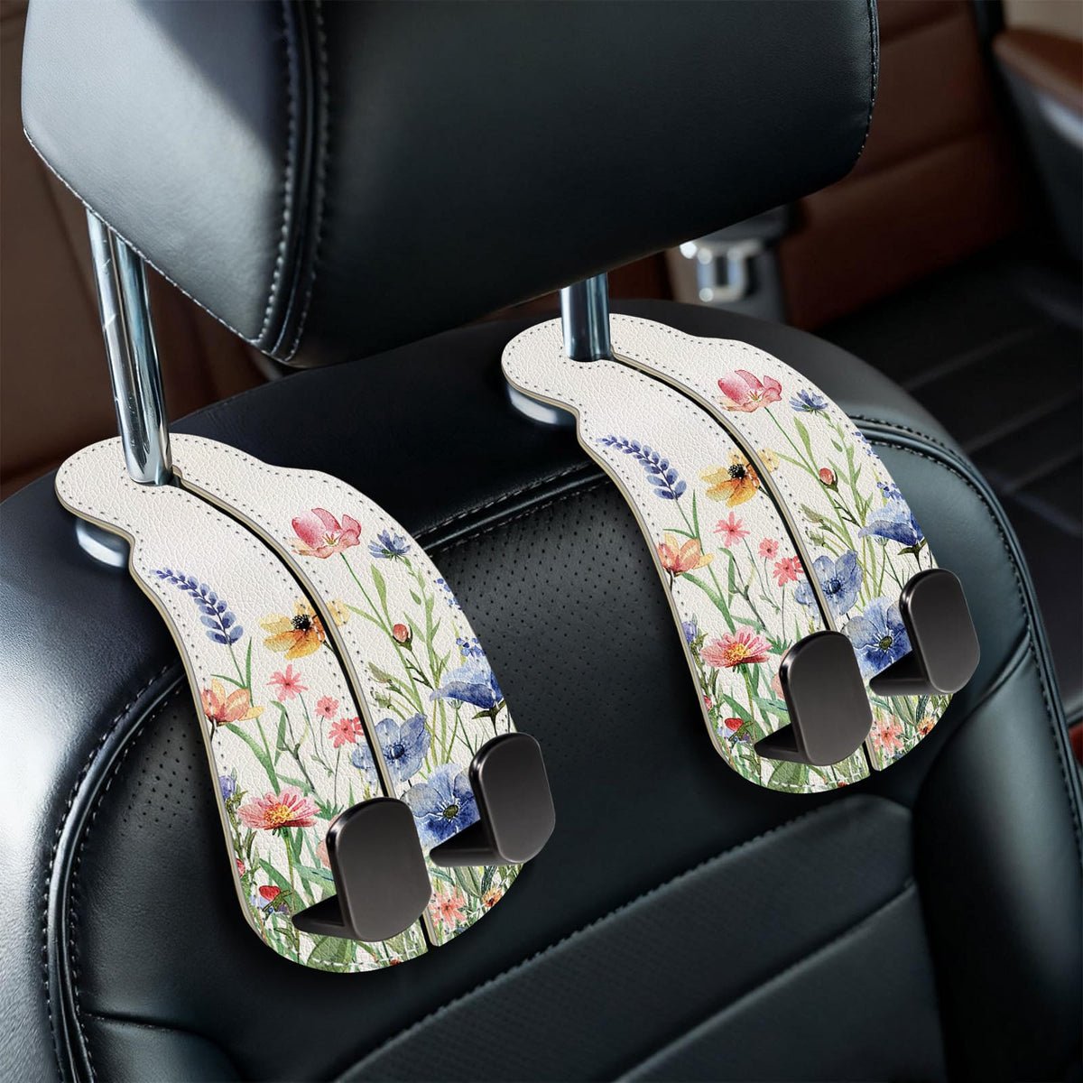 Blusabaca 2PCS Car Seat Headrest Hooks, Purses Bags Holder, Sun and Moon