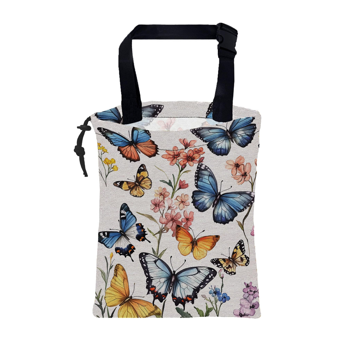 Car Garbage Bag Watercolor Floral and Leaves Drawstring Car Trash Bag Hanging for Back Seat with Adjustable Buckle Canvas Vehicle Trash Can Easy-to-Install