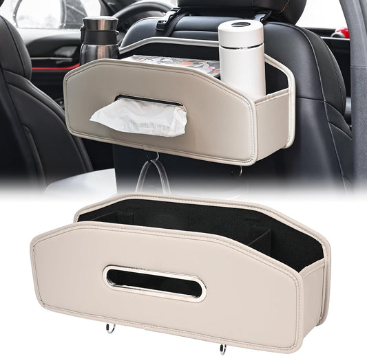 JEYODA Car Seat Back Organizer with 2 Drink Cup Holder,Car Tissue Holder and Storage Box Hook, 3 in 1 Multifunctional Storage for Food Drink Phone, Travel Accessories (Grey)