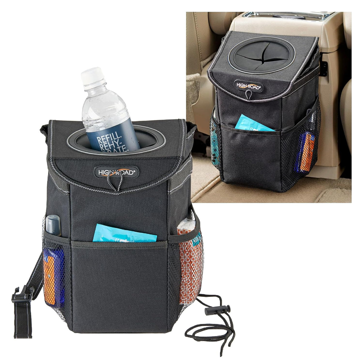 High Road StashAway Heavy Duty Car Trash Can with Rubber Lid