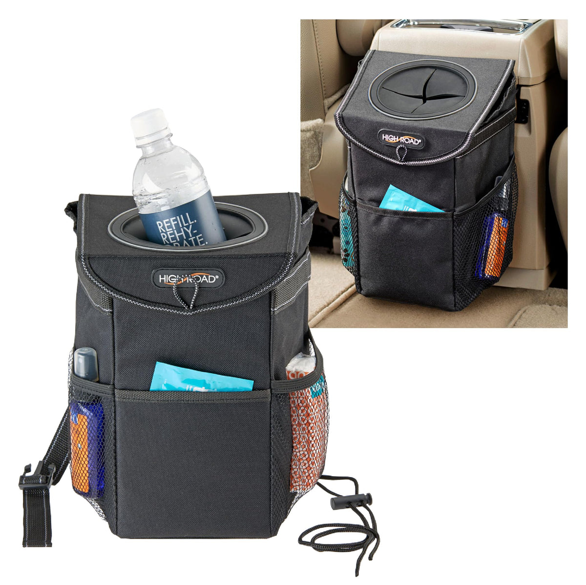 High Road StashAway Heavy Duty Car Trash Can with Rubber Lid