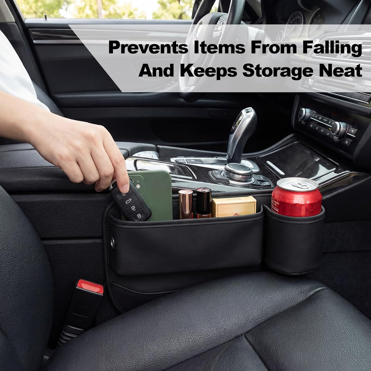 BBTO 2 Pack Car Front Seat Gap Filler Organizer with Cup Holder for SUV