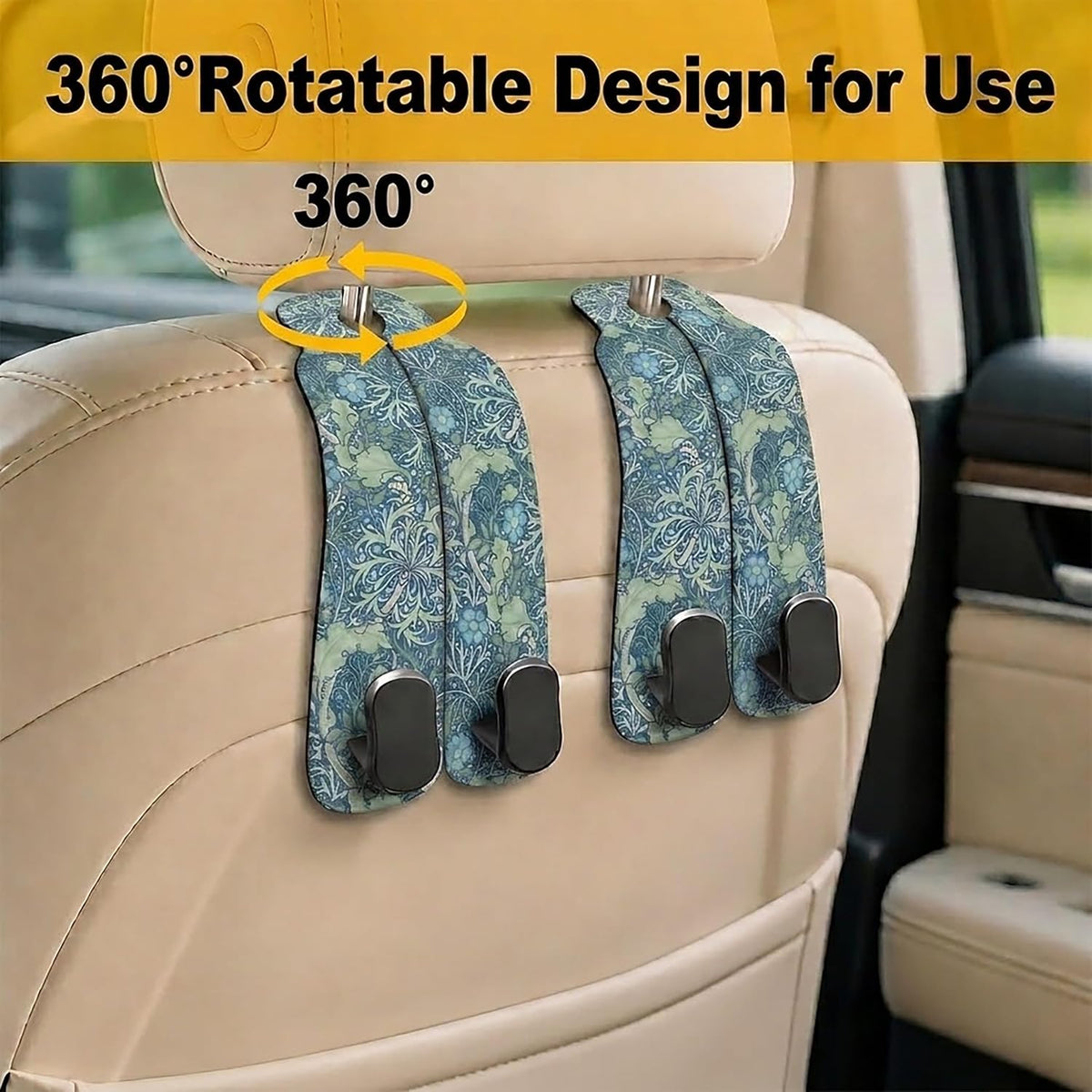 Cute Vintage Floral Car Seat Headrest Hooks for Purses & Bags