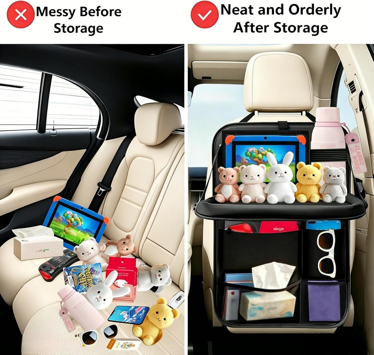 TCJJ Car Seat Organizer Backseat Kick Mats Oxford Back Seat Protector