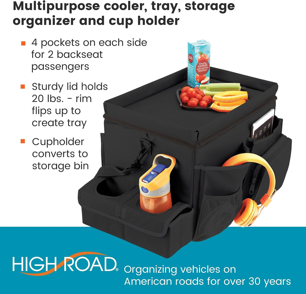 High Road Car Front Seat Storage Organizer - Passenger Seat Desk for Laptop