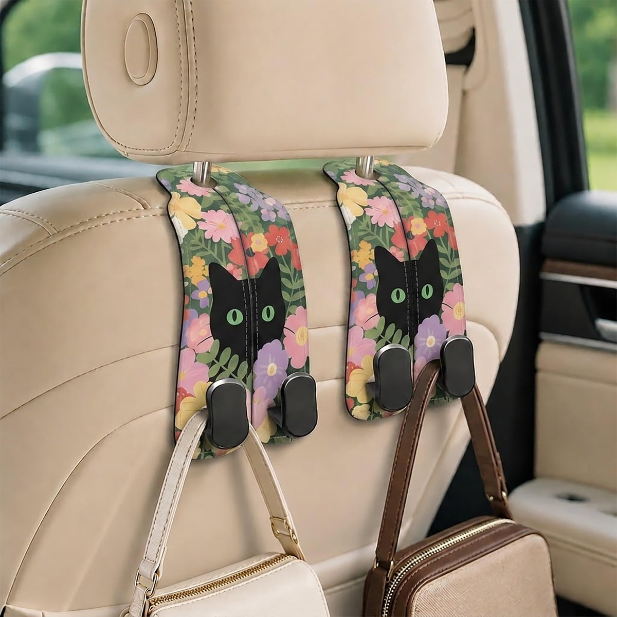 Cute Vintage Floral Car Seat Headrest Hooks for Purses & Bags