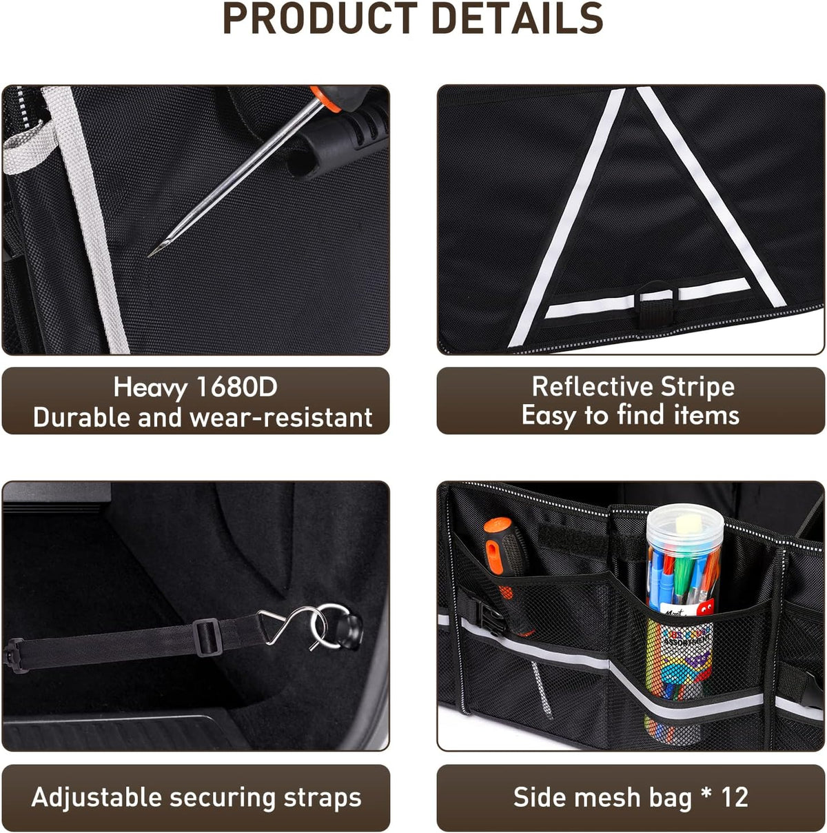 HIRALIY 4-in-1 Car Trunk Organizer with Leakproof Cooler Bag