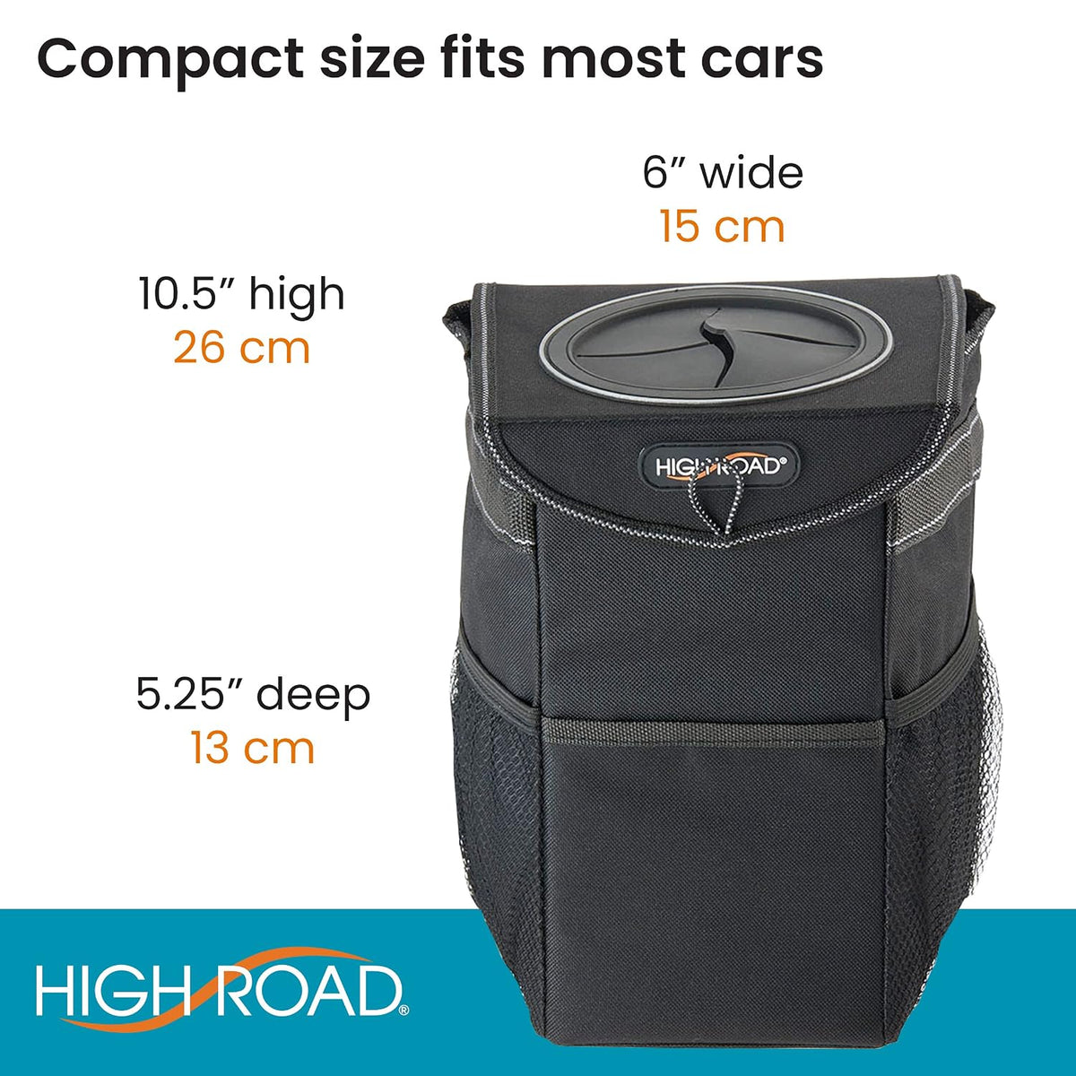 High Road StashAway Heavy Duty Car Trash Can with Rubber Lid