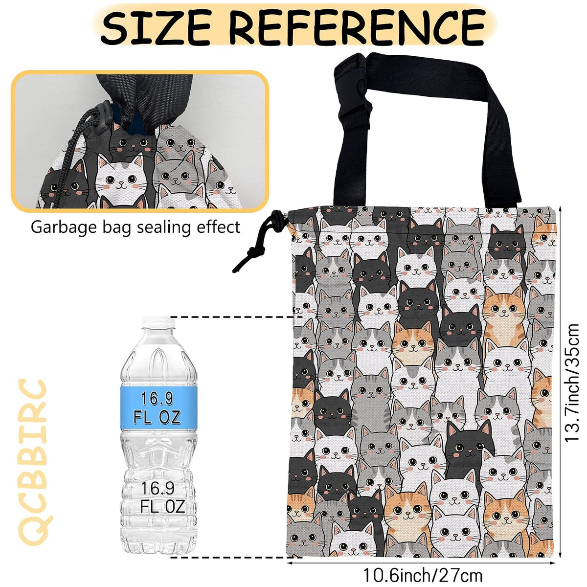 Car Trash Bag Waterproof Hanging Car Garbage Bag Cute Cat Faces