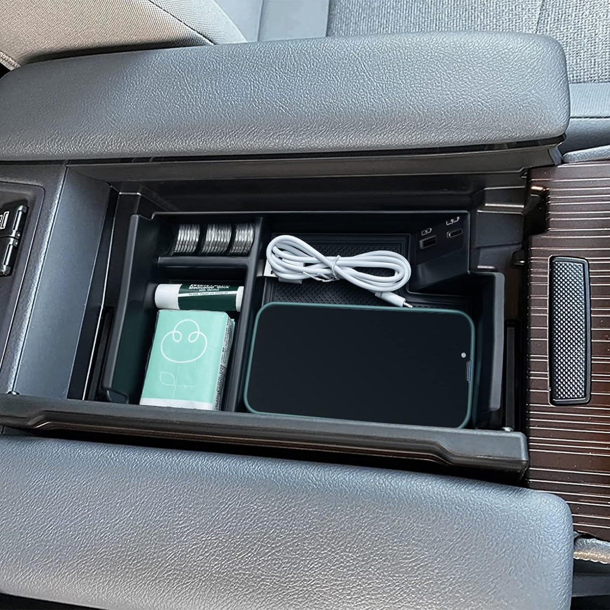TOPINSTALL Center Console Tray for 2021-2026 Toyota Sienna, 2-Layer Space