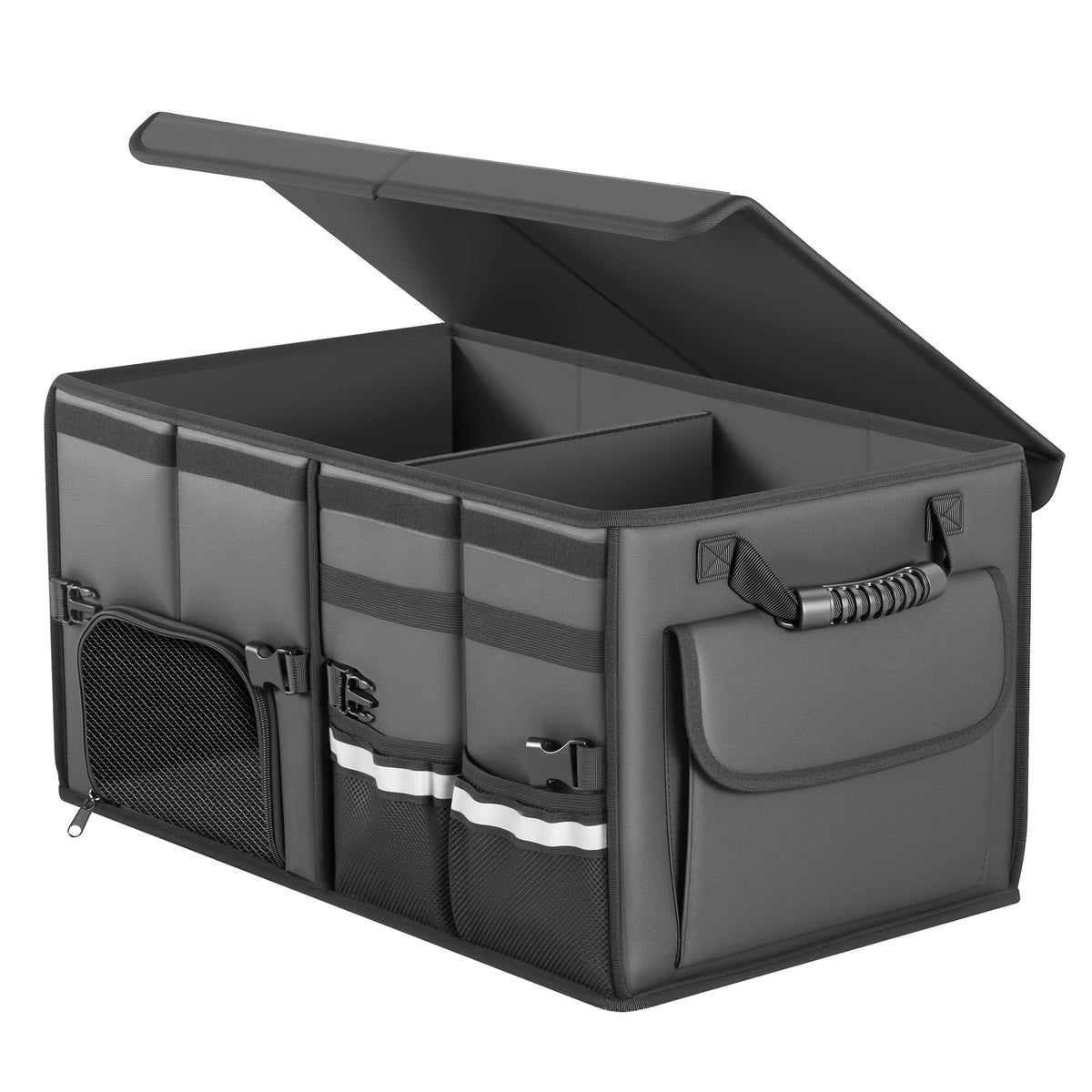 Trunk Organizer Car Organizer Leather Storage Box 3-grid Foldable