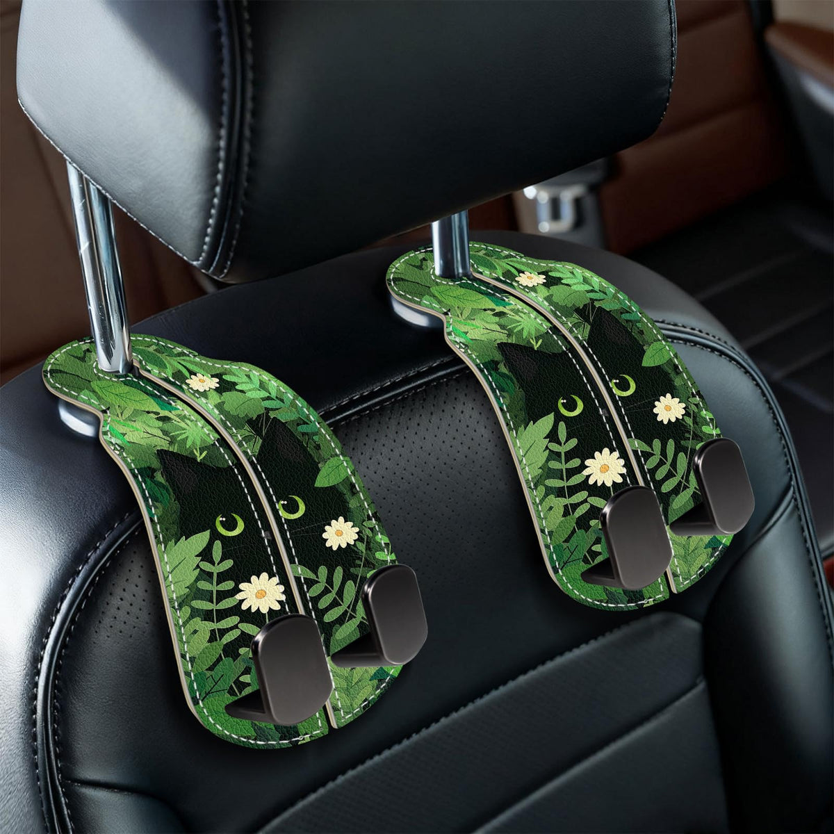 Blusabaca 2PCS Car Seat Headrest Hooks, Purses Bags Holder, Sun and Moon