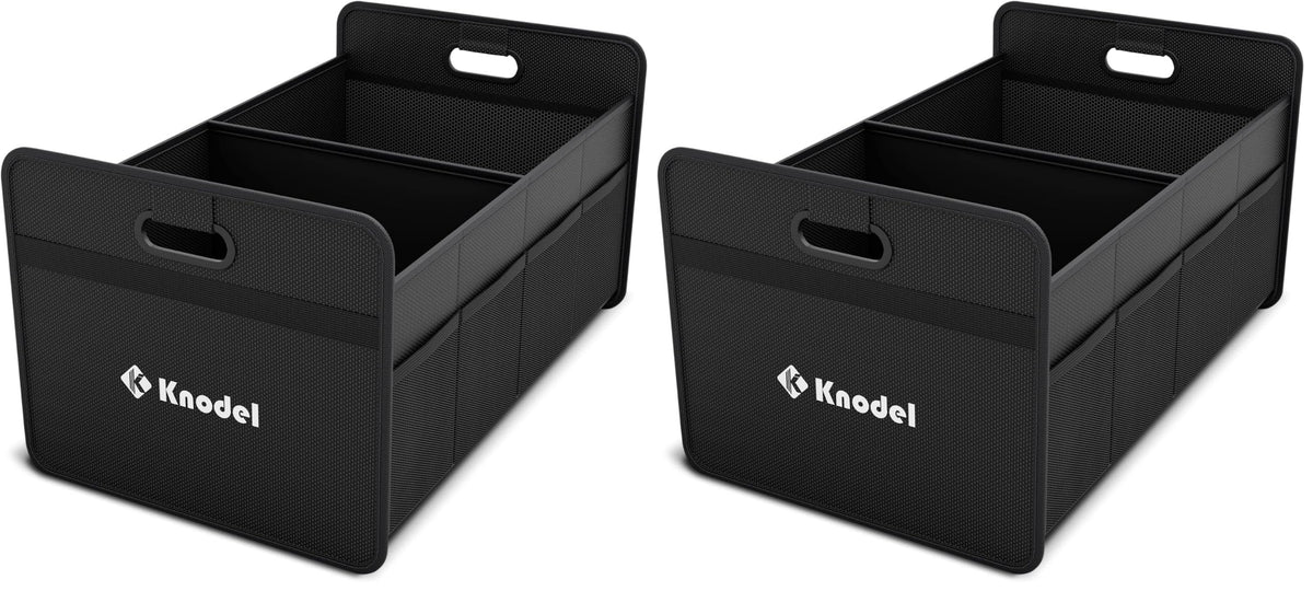 K KNODEL 3 Compartments Trunk Organizer for Car and Sedan (Large, Black)