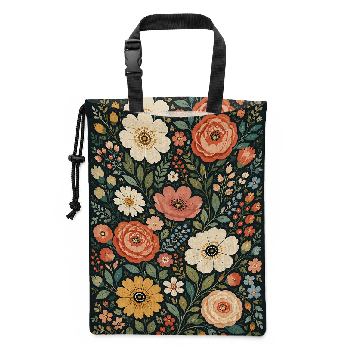 Vintage Sage Green Floral Car Trash Bag Hanging, 11x13Inch