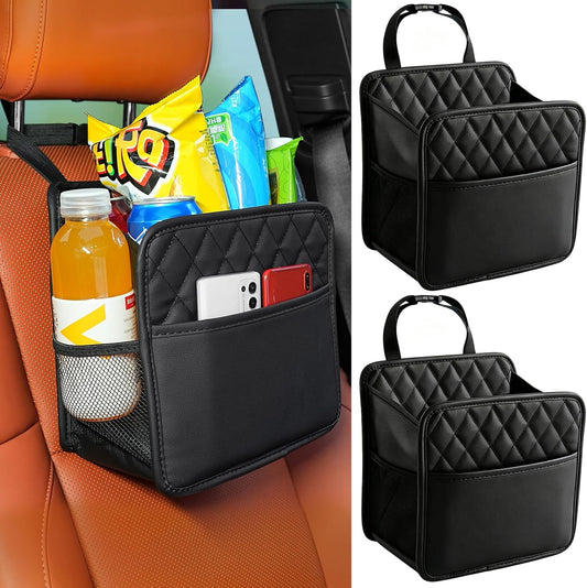 FrgKbTm 2Pack Car Seat Back Organizer, Waterproof Car Backseat Organizer with Cup Holders Large Capacity Hanging Car Storage Bag for Phones Documents Cups Bottle Travel Compatible with Most Vehicles