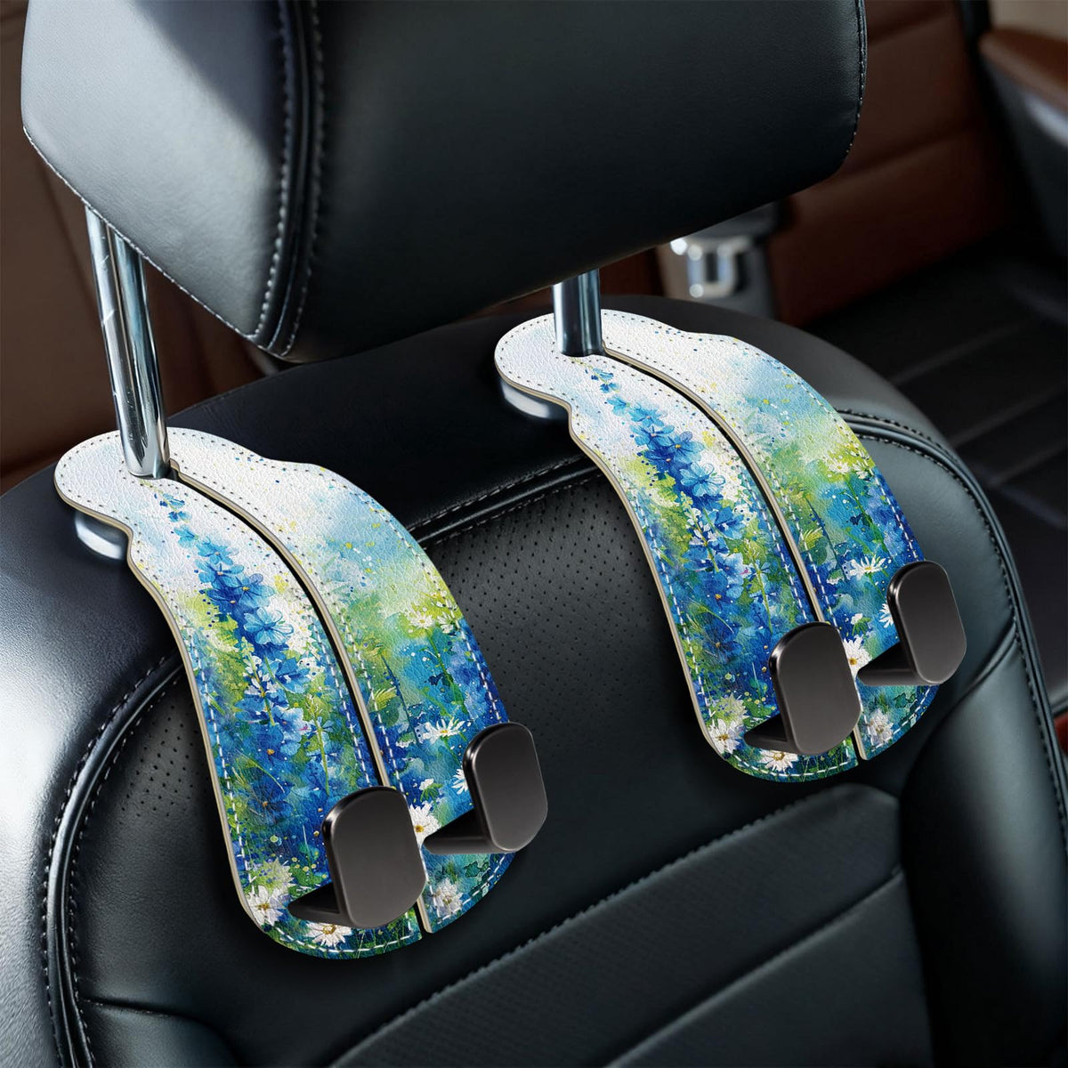 Blusabaca 2PCS Car Seat Headrest Hooks, Purses Bags Holder, Sun and Moon