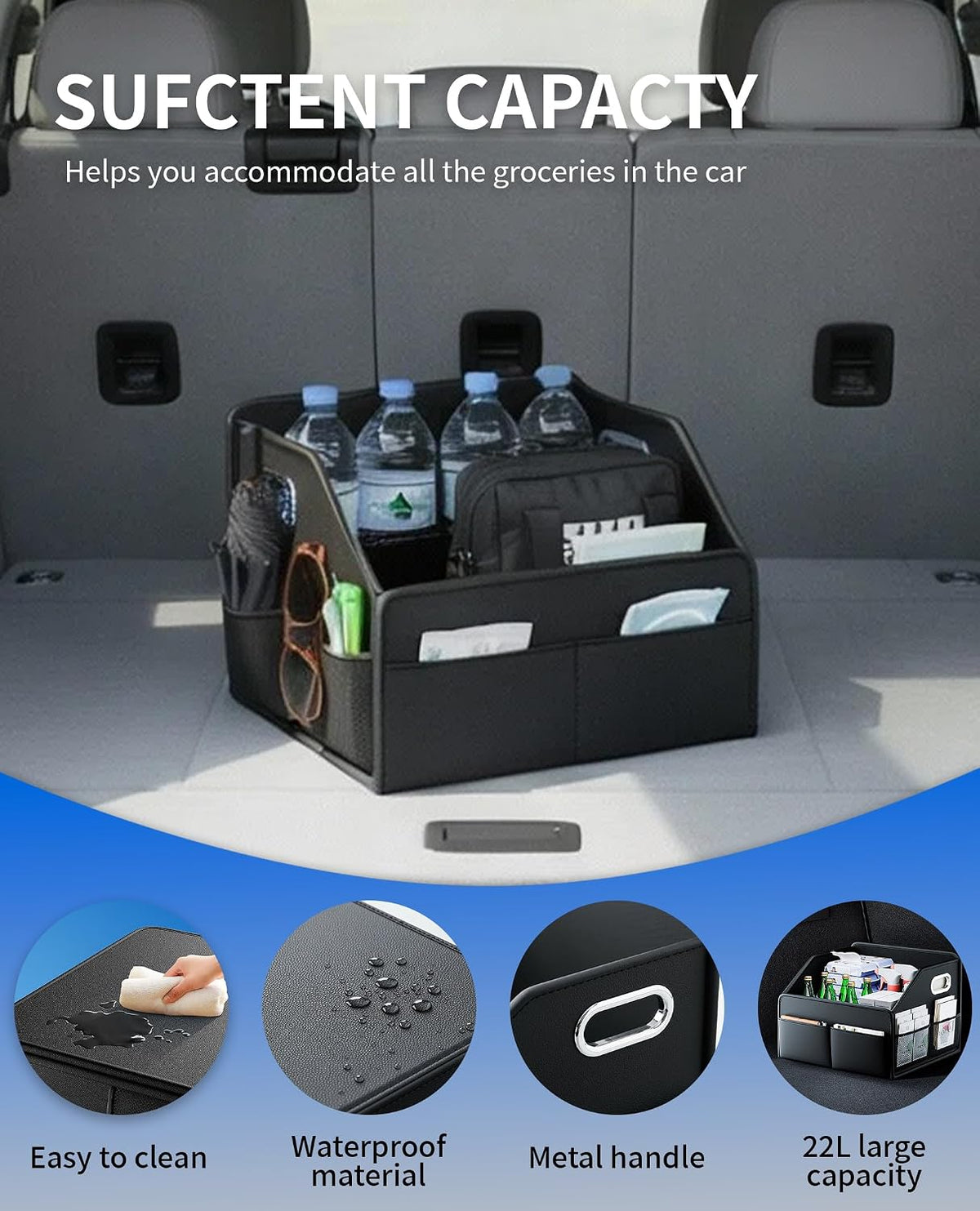 Car Storage Organizer Foldable PU Leather Front Seat Caddy